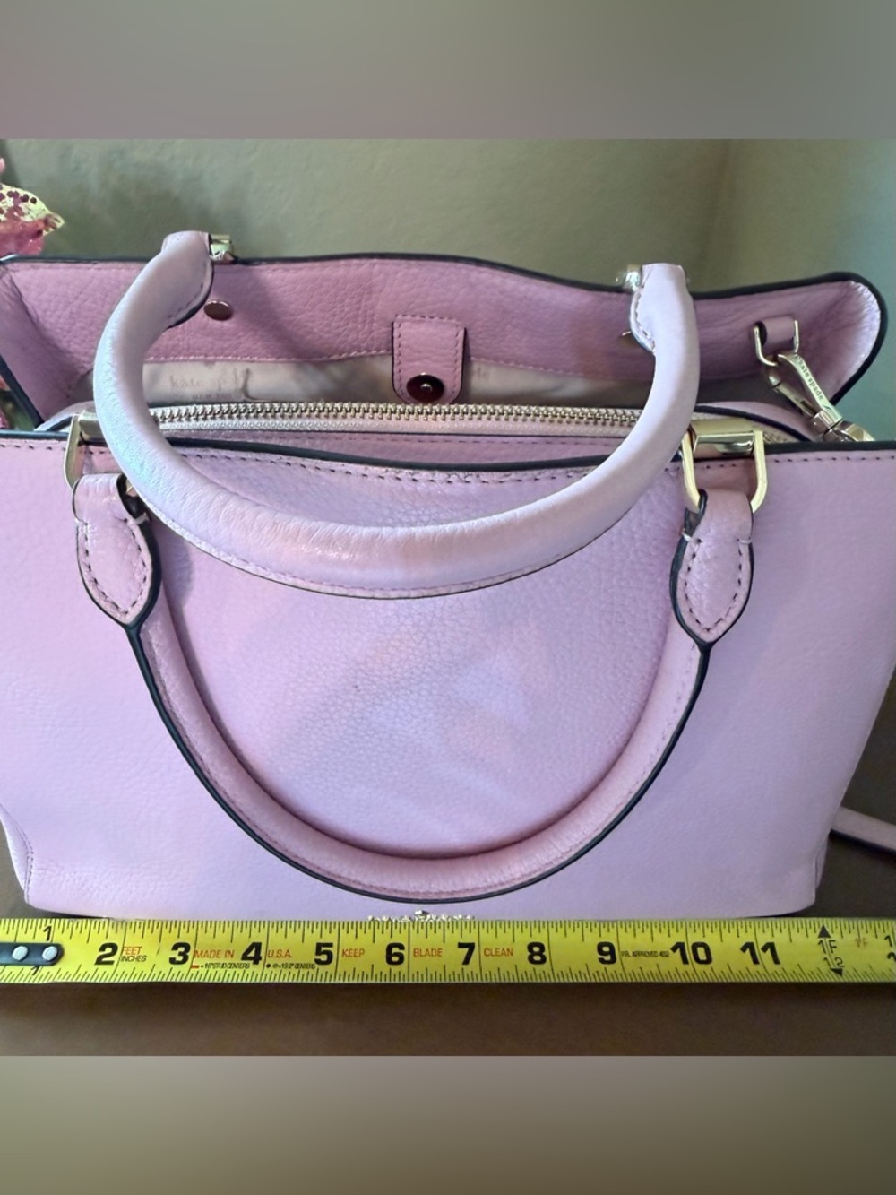 kate spade Lilac Pebbled Leather Satchel with Shoulder Strap - Picture 15 of 16